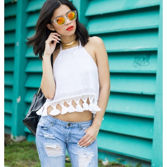 Tops - Stela 9 white tassel halter top REVOLVE
